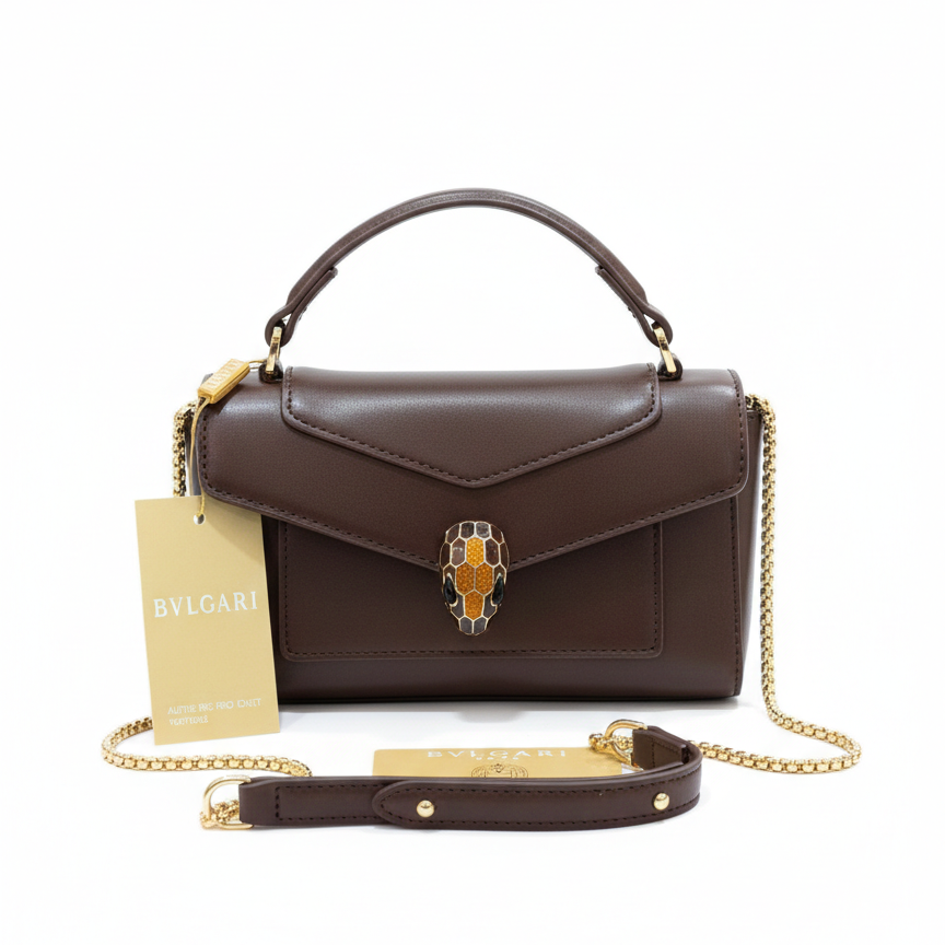 Bvlgari Serpenti Forever – Qəhvəyi Dəri Əl Çantası